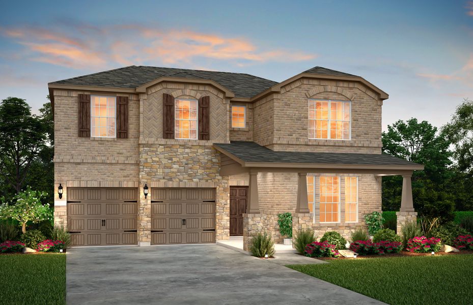 The Albany, a two-story home with 2-car garage, shown with Home Exterior 36