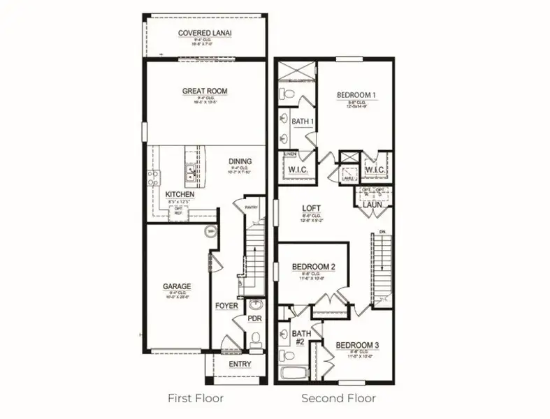 2D floor plan layout of this home in Nona West, Orlando, FL (Image 2).