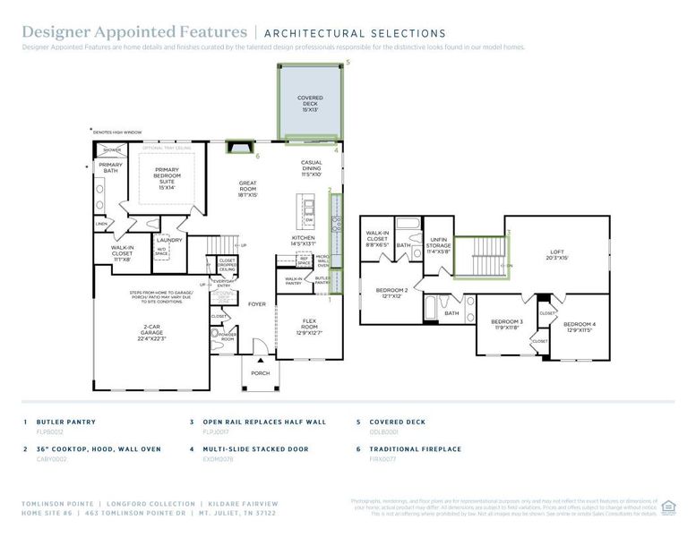 2D floor plan layout of this home in Tomlinson Pointe, Mount Juliet, TN (Image 4).