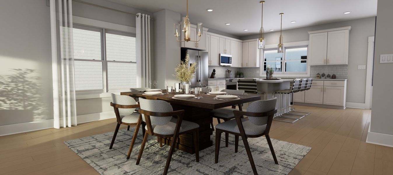 Representative furnished interior of a home built from the Atlas End Unit by Baker Residential in Atwater Station - Midtown Collection, Fuquay Varina (Image 8).