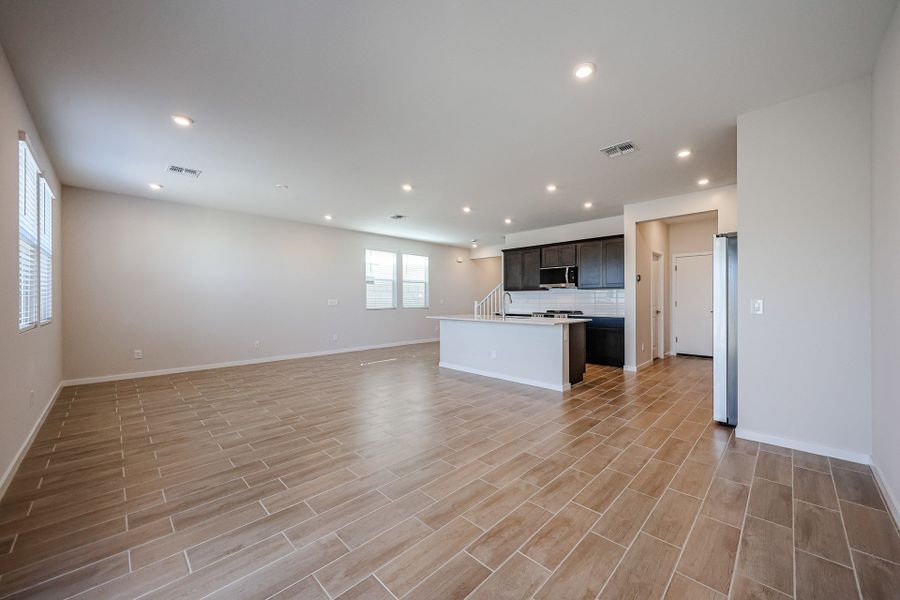 A large empty kitchen. A large empty kitchen.