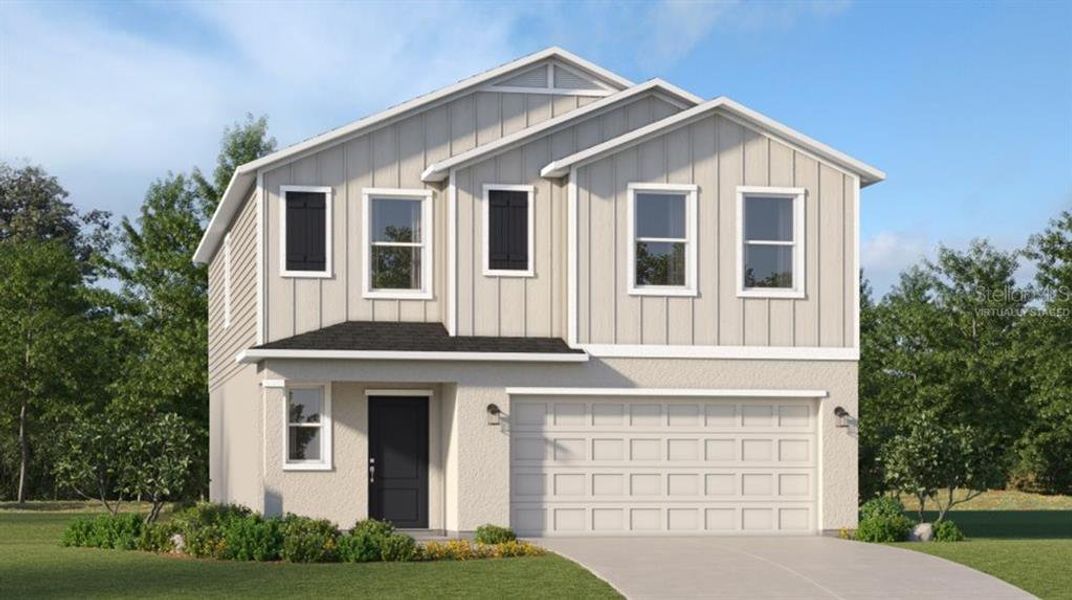 Front exterior of a new home in Villa Mar, Winter Haven, FL, highlighting curb appeal (Image 1). Front exterior of a new home in Villa Mar, Winter Haven, FL, highlighting curb appeal (Image 1).