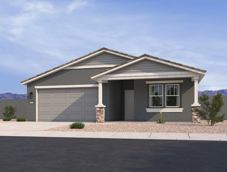 Representative exterior photo of a completed home built from the Sunflower by Ashton Woods in Amarillo Creek, Maricopa, AZ (Image 1). Representative exterior photo of a completed home built from the Sunflower by Ashton Woods in Amarillo Creek, Maricopa, AZ (Image 1).
