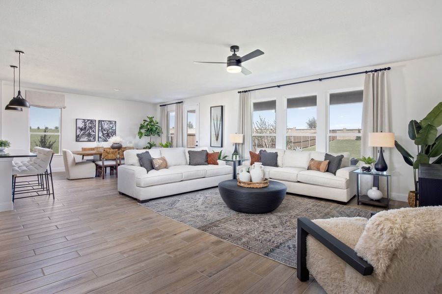 Representative furnished interior of a home built from the 3147 Modeled by KB Home in Sierra Vista at Kelly Ranch, Aledo (Image 8). Representative furnished interior of a home built from the 3147 Modeled by KB Home in Sierra Vista at Kelly Ranch, Aledo (Image 8).