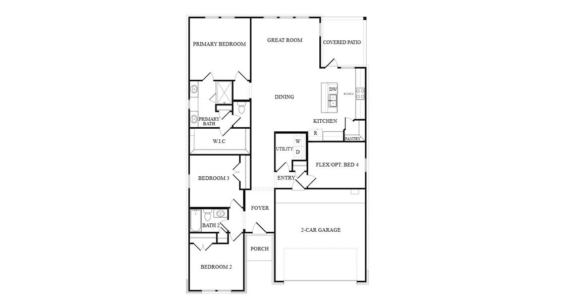 2D floor plan layout for the Wyatt by New Home Co. in The Residences Collection at Oakberry Trails, Waller, TX (Image 3). 2D floor plan layout for the Wyatt by New Home Co. in The Residences Collection at Oakberry Trails, Waller, TX (Image 3).