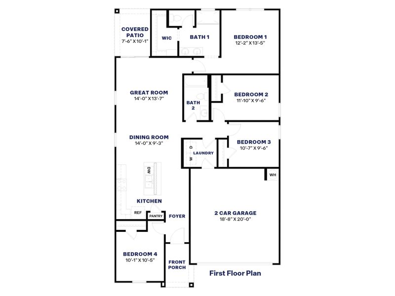 2D floor plan layout for the Abbot by D.R. Horton in Heartland Ranch, Coolidge, AZ (Image 3). 2D floor plan layout for the Abbot by D.R. Horton in Heartland Ranch, Coolidge, AZ (Image 3).
