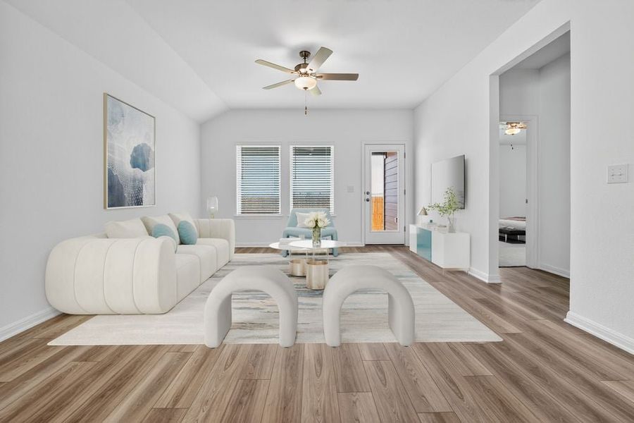 Representative furnished interior of a home built from the Eagle by Taylor Morrison in Longview, Del Valle (Image 7). Representative furnished interior of a home built from the Eagle by Taylor Morrison in Longview, Del Valle (Image 7).