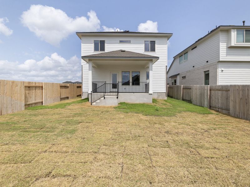 Exterior details and patio area of a home in Crosswinds, Kyle (Image 26).