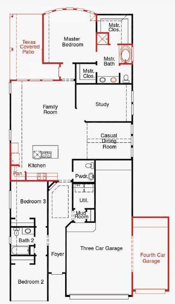 2D floor plan layout of this home in The Highlands, Porter, TX (Image 4). 2D floor plan layout of this home in The Highlands, Porter, TX (Image 4).