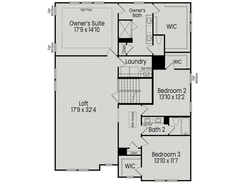 2D floor plan layout for the The Beech A by Davidson Homes LLC in Windgate, Mooresville, NC (Image 5).