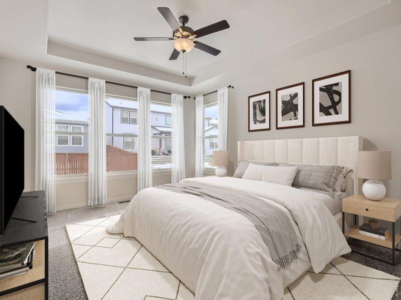 Furnished interior view inside a new home in RainDance, Windsor (Image 26).