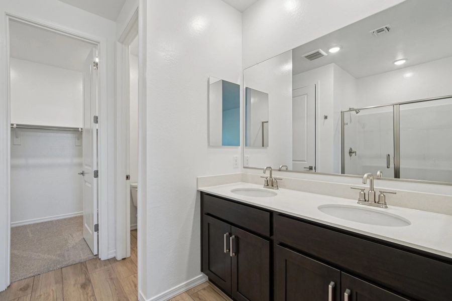 Primary bath. Not actual home, finishes may vary.