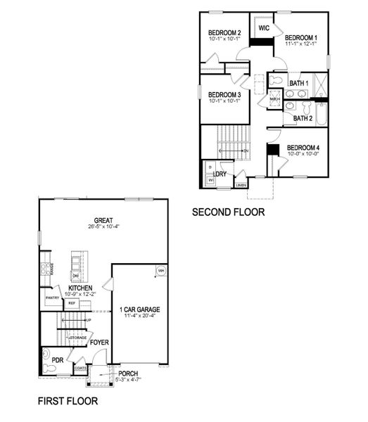 2D floor plan layout of this home in Parkside Point, Portland, TN (Image 4). 2D floor plan layout of this home in Parkside Point, Portland, TN (Image 4).