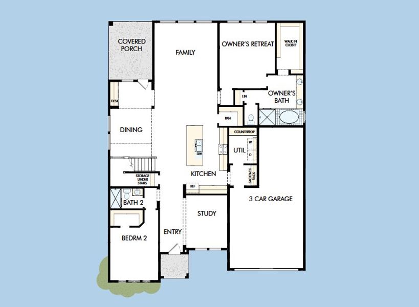 2D floor plan layout for the The Mccamey by David Weekley Homes in Briggs Ranch – Signature Legacy Series, San Antonio, TX (Image 3).