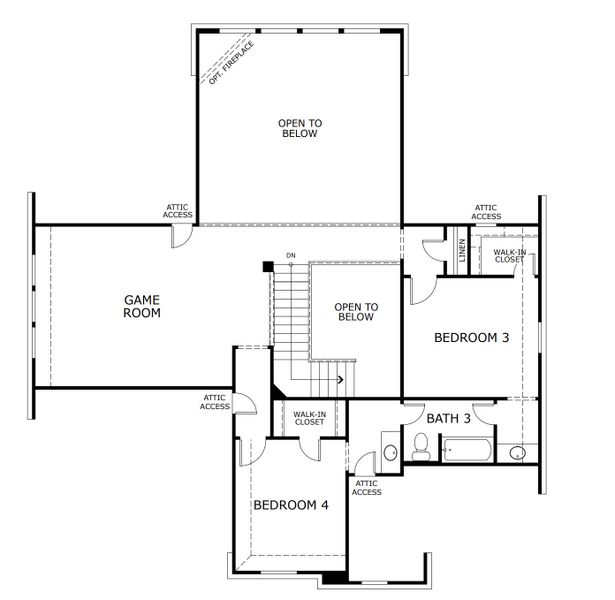 2D floor plan layout for the Concept 3473 by Landsea Homes in Mockingbird Hills, Joshua, TX (Image 4).