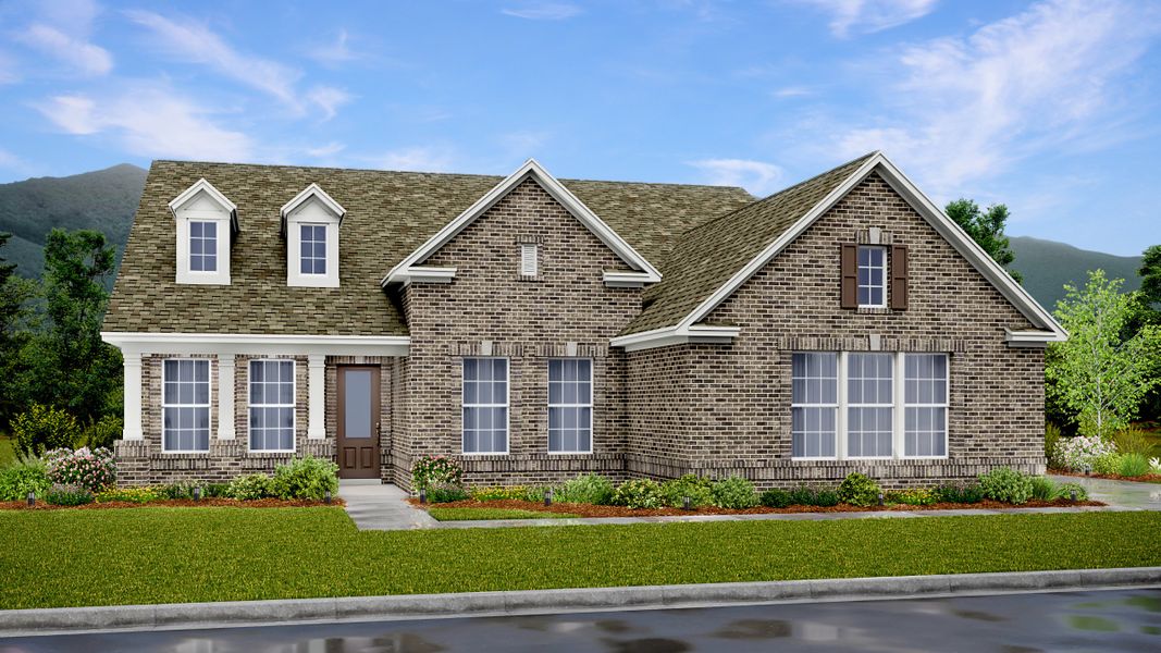 Front exterior of a new home in Longview Ridge, Clarksville, TN, highlighting curb appeal (Image 1).