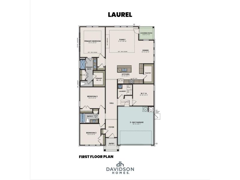 2D floor plan layout for the The Laurel J by Davidson Homes LLC in Bailey Park, Fayetteville, TN (Image 5). 2D floor plan layout for the The Laurel J by Davidson Homes LLC in Bailey Park, Fayetteville, TN (Image 5).