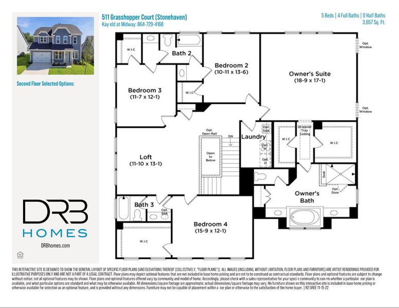 2D floor plan layout of this home in Kayfield at Midway, Anderson, SC (Image 6).