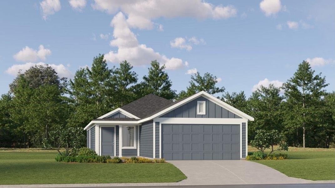 Front exterior of a new home in Avalon Ridge: Cottage, Conroe, TX, highlighting curb appeal (Image 1). Front exterior of a new home in Avalon Ridge: Cottage, Conroe, TX, highlighting curb appeal (Image 1).