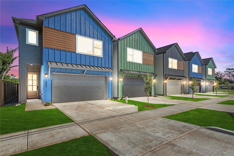 Front exterior of a new home in , Houston, TX, highlighting curb appeal (Image 1). Front exterior of a new home in , Houston, TX, highlighting curb appeal (Image 1).