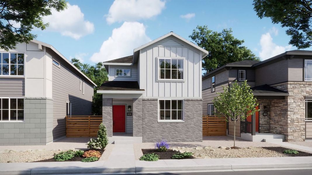 Representative exterior photo of a completed home built from the 2216 by Risewell Homes in Windler, Aurora, CO (Image 9). Representative exterior photo of a completed home built from the 2216 by Risewell Homes in Windler, Aurora, CO (Image 9).