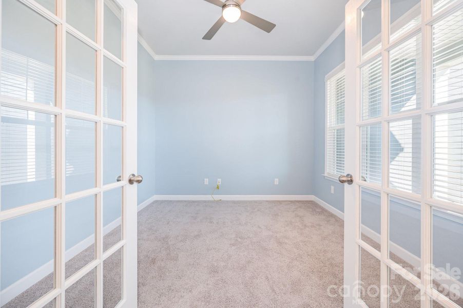 French doors leading to the office. French doors leading to the office.