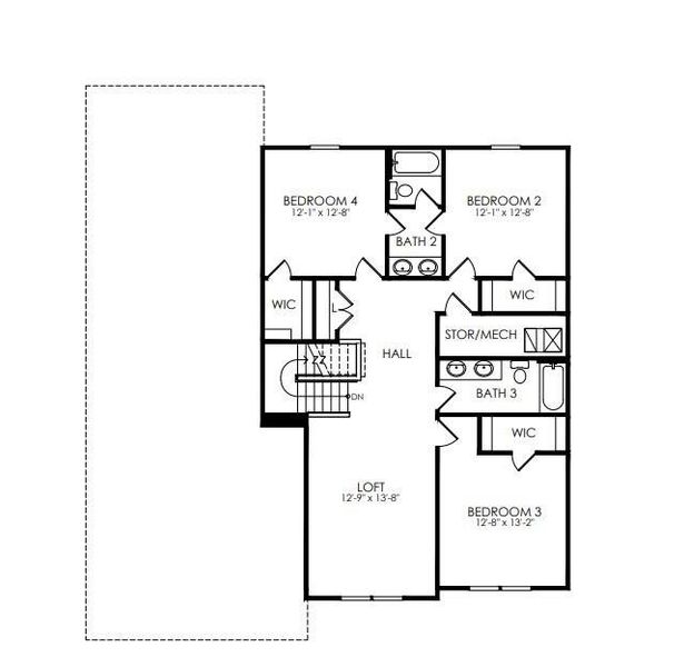 2D floor plan layout of this home in Traditions of Braselton, Hoschton, GA (Image 3).