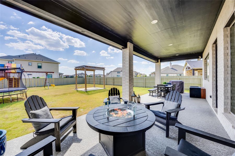 Exterior details and patio area of a home in Santa Rita Ranch 90', Liberty Hill (Image 20). Exterior details and patio area of a home in Santa Rita Ranch 90', Liberty Hill (Image 20).