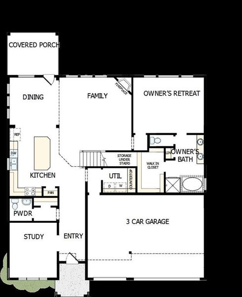 2D floor plan layout of this home in Myrtle Creek, Waxahachie, TX (Image 3).