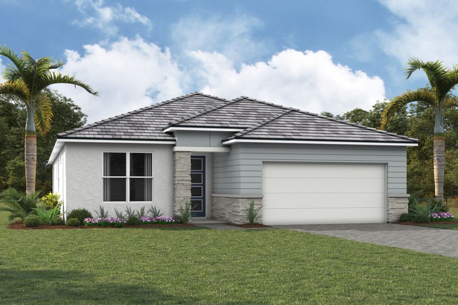 Representative exterior photo of a completed home built from the Merigold by Mattamy Homes in Brightmore at Wellen Park, Venice, FL (Image 14).