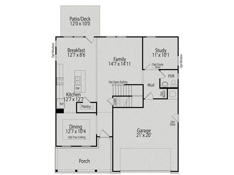 2D floor plan layout for the The Willow B by Davidson Homes LLC in Windgate, Mooresville, NC (Image 4).