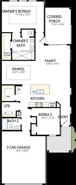 2D floor plan layout of this home in Encore at Chatham Park – Villa Series, Pittsboro, NC (Image 2). 2D floor plan layout of this home in Encore at Chatham Park – Villa Series, Pittsboro, NC (Image 2).