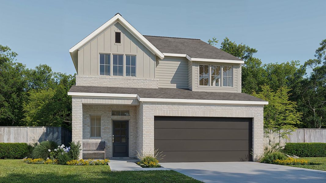 Representative exterior photo of a completed home built from the 2399W by Perry Homes in The Woodlands Hills 40', Willis, TX (Image 6).