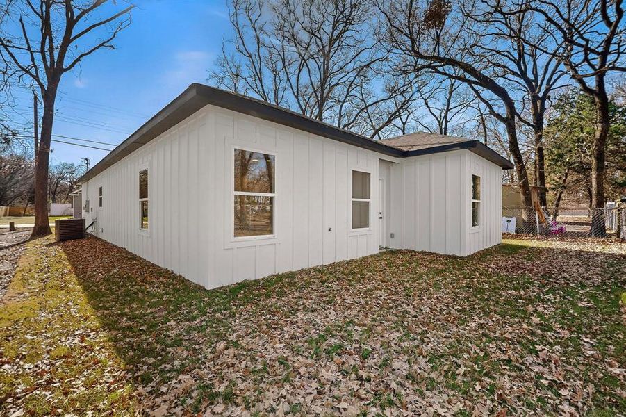View of home's exterior featuring board and batten siding