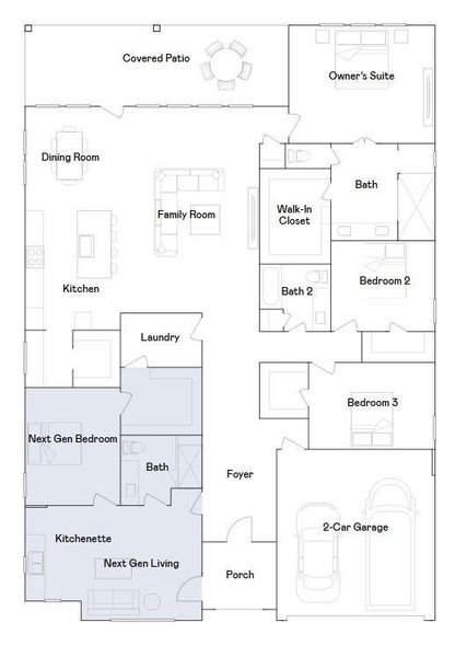 2D floor plan layout of this home in The Preserve at Rosenberg, Rosenberg, TX (Image 4).