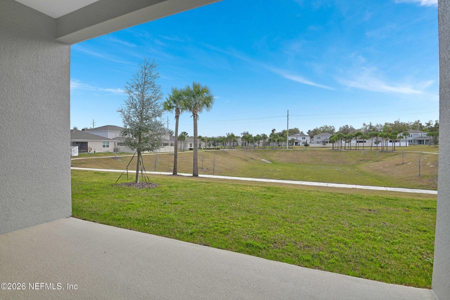Exterior details and patio area of a home in Seasons at Grandview Gardens, Deland (Image 16).