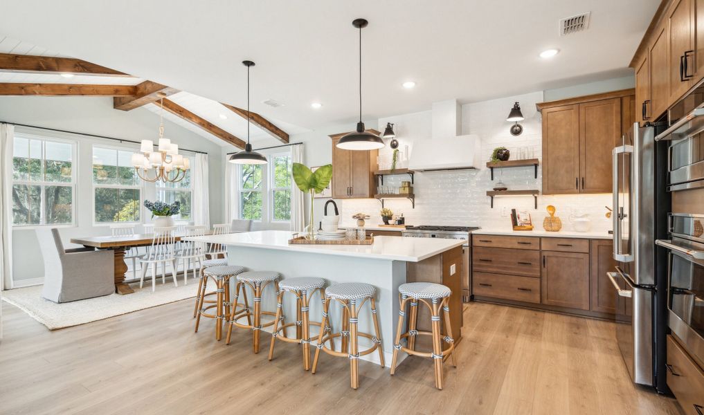 Kitchen with open shelves & pendant lighting Kitchen with open shelves & pendant lighting
