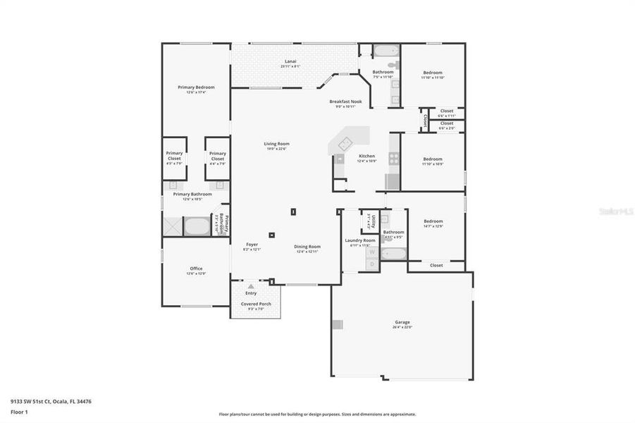 2D floor plan layout of this home in Oaks at Ocala Crossings, Ocala, FL (Image 5).