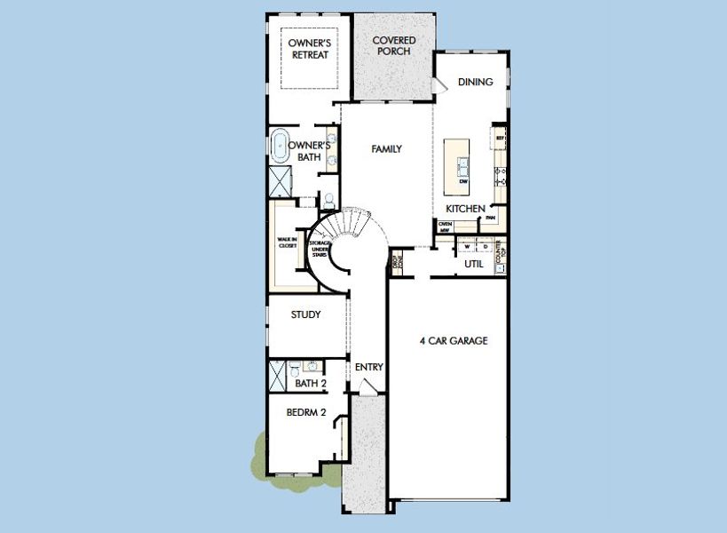 2D floor plan layout for the The Liam by David Weekley Homes in Furst Ranch, Bartonville, TX (Image 4).
