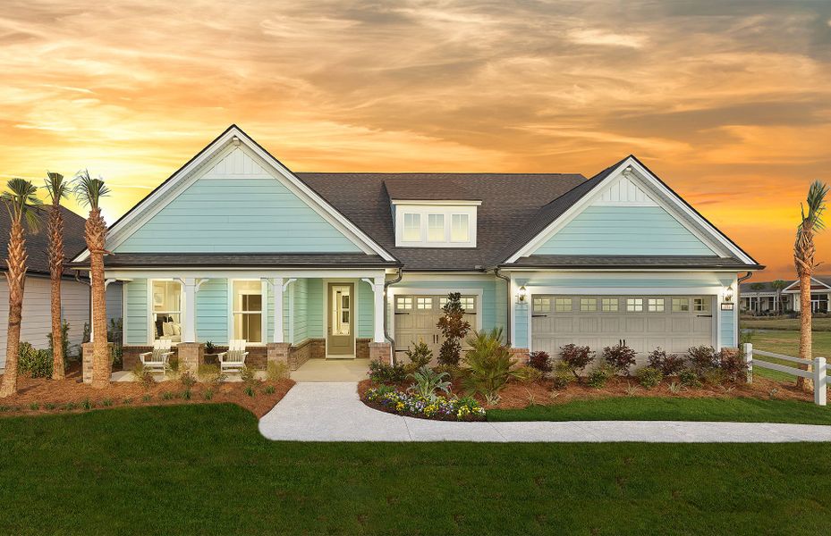 Front exterior of a new home in Del Webb North Myrtle Beach, Myrtle Beach, SC, highlighting curb appeal (Image 15).