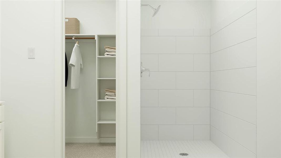 Bathroom with tiled shower