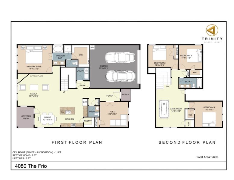 2D floor plan layout for the The Frio by Trinity Classic Homes in Zion Trails, Poolville, TX (Image 4).