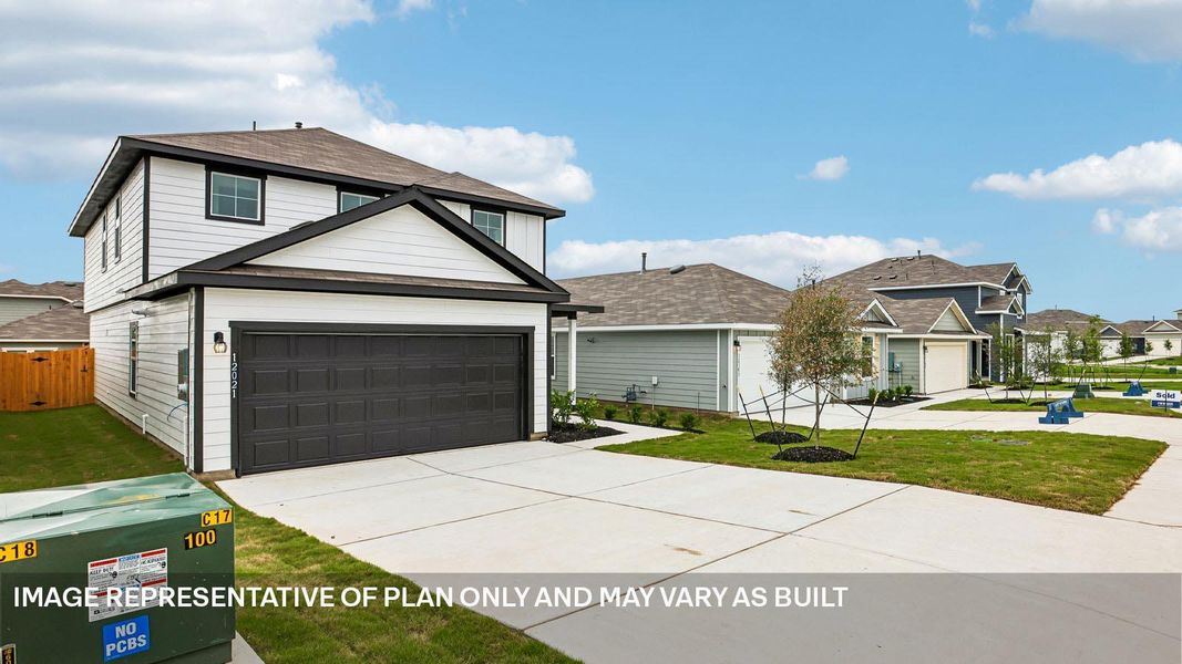 Front exterior of a new home in Durango, Mustang Ridge, TX, highlighting curb appeal (Image 16).