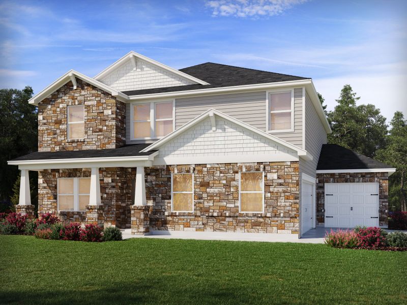 Representative exterior photo of a completed home built from the Chatham by Meritage Homes in River Pointe, Monroe, GA (Image 1).