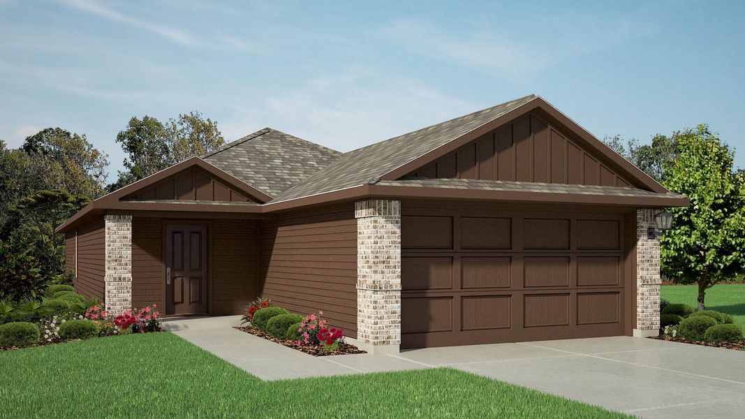 Front exterior of a new home in Deer Meadows, Odessa, TX, highlighting curb appeal (Image 24). Front exterior of a new home in Deer Meadows, Odessa, TX, highlighting curb appeal (Image 24).