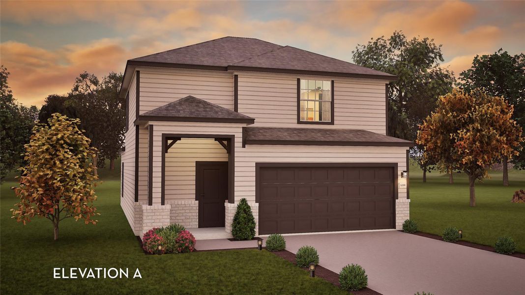 Front exterior of a new home in Colony at Pinehurst, Pinehurst, TX, highlighting curb appeal (Image 2).