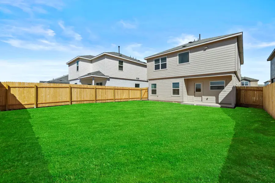 Exterior details and patio area of a home in Sunset Oaks: Ridgepointe Collection, Maxwell (Image 4). Exterior details and patio area of a home in Sunset Oaks: Ridgepointe Collection, Maxwell (Image 4).