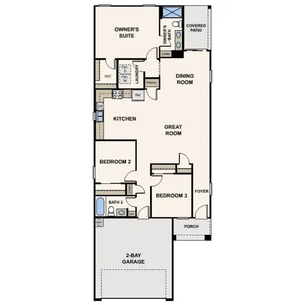 2D floor plan layout of this home in Entrada del Toro at Rancho Sahuarita, Sahuarita, AZ (Image 2). 2D floor plan layout of this home in Entrada del Toro at Rancho Sahuarita, Sahuarita, AZ (Image 2).