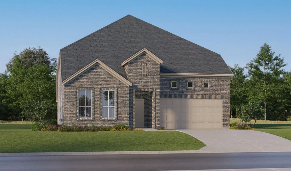Front exterior of a new home in Anniston, Katy, TX, highlighting curb appeal (Image 1). Front exterior of a new home in Anniston, Katy, TX, highlighting curb appeal (Image 1).