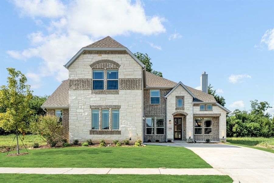 Front exterior of a new home in Liberty, Melissa, TX, highlighting curb appeal (Image 2). Front exterior of a new home in Liberty, Melissa, TX, highlighting curb appeal (Image 2).